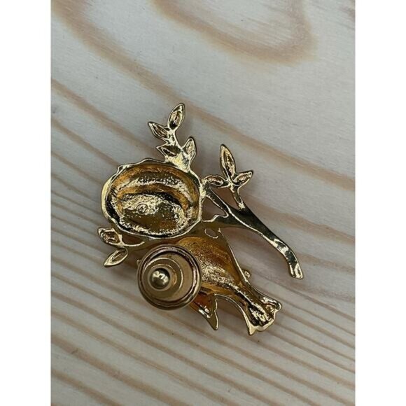 Gold-Tone Bird & Nest Brooch With Pearl Accents - Picture 4 of 5